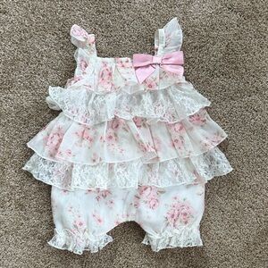 Miniclasix Floral Chiffon Ruffle Romper